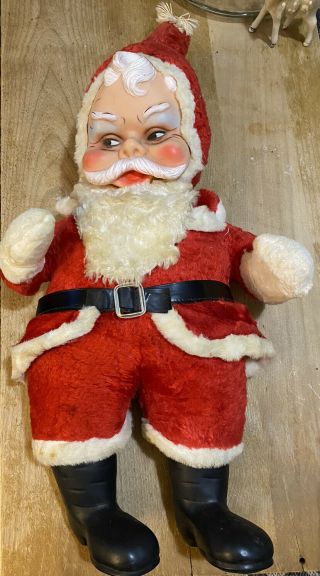 Rare Vintage Rushton ? Rubber Face Plush Stuffed Santa Claus Christmas