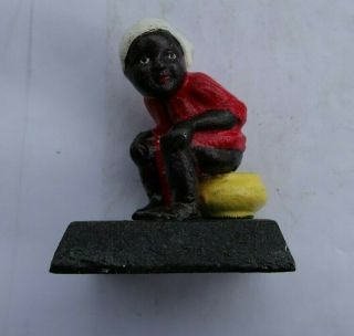 Rare Vintage 3.  25 " Cast Iron Little Girl On The Pot Door Stop Doorstop Figurine
