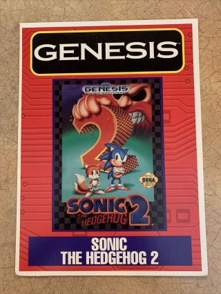 Rare Sonic The Hedgehog 2 (sega Genesis 1992) - Toys " R " Us Vidpro Display Card