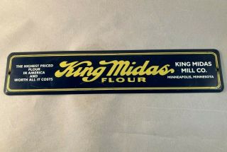 Vintage King Midas Flour Sign Rare Old Painted Advertising 50s Metal
