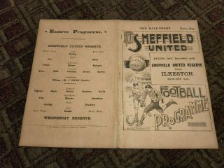 Rare 1901/2 Sheffield United V Sheffield Wednesday Reserve Prog Fatty Foulke