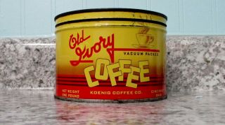 Rare Vintage Old Ivory Coffee Can Tin Advertising Store Display Key Wind 1 Pound