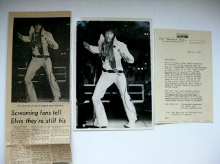 Rare Elvis Presley Photograph 1972 Olympia Detroit Concert Type 1 Press,  Article