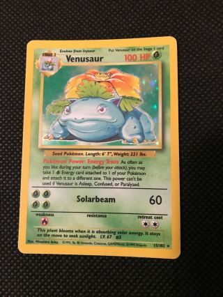 Venusaur 15/102 Holo Rare Wotc Base Set Pokemon Tcg Card Vintage Lp Psa