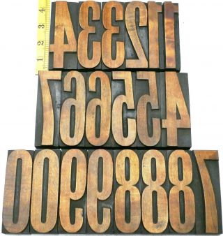 Letterpress Wood 4 " Slim Numbers 20pcs Very Rare Typeface Fab