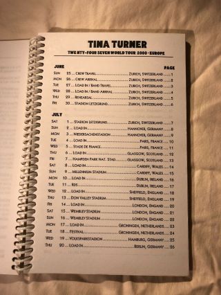 TINA TURNER Twenty Four Seven World Tour 2000 Europe Travel Itinerary Book RARE 3