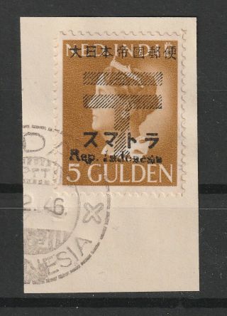 Indonesia Interim On Dutch Indies Japan Occupation 5 Gld Konijnenburg Rare Stamp