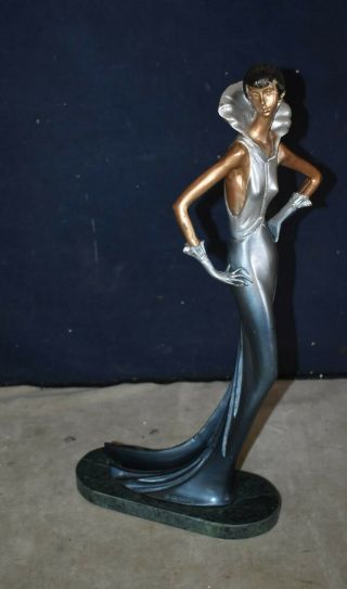 Rare D.  H.  Chiparus Tall Deco Bronze Sculpture – Elegant Standing Woman W/detail