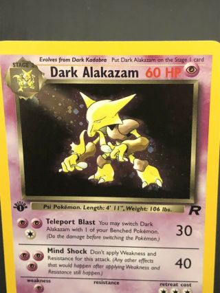 Dark Alakazam 1/82 - Team Rocket - 1st Edition Holo Pokémon 2000 Wotc Lp