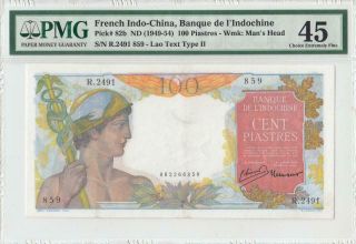 1949 French Indochina 100 Piastres France Rare ( (pmg 45))