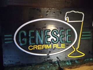 RARE Genesee Cream Ale Bar Lighted Beer Sign 1986 2