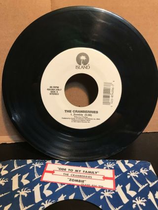 The Cranberries Zombie / Ode To My Family 45 Jukebox Rare Vinyl Promo Lemonheads
