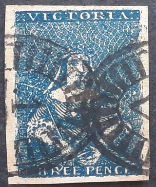 Rare 1854 Victoria Australia 3d Steel Blue Half Length Stamp Plate Scratch