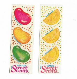 Rare Vintage Scratch & Sniff Stickers Illuminations Sweet Scent Jelly Bean Lemon