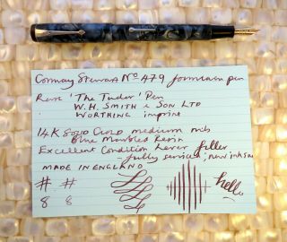 Conway Stewart 479 Fountain Pen 14k Med Nib Blue Resin Rare Wh Smith Tudor Pen