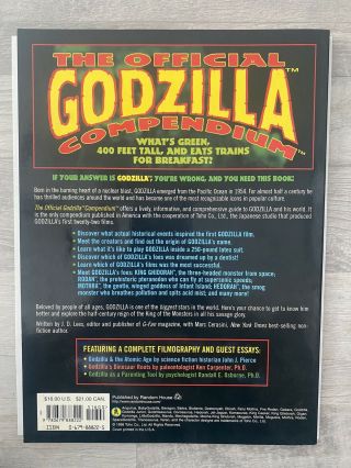 The Official Godzilla Compendium A 40 Year Retrospective by M.  Cerasini Rare 2