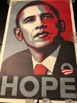 Rare Shepard Fairey " Obama Hope " 2008 Dnc Campaign Litho Print Poster