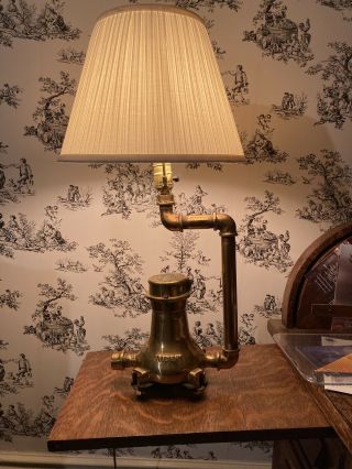 Vintage Polished Brass Neptune Trident Water Meter Lamp York Steampunk Rare