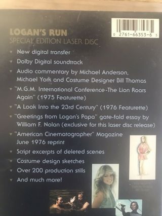 Logan ' s Run 2 - Disc Set Laser Disc Widescreen Collector’s Edition RARE (1997) 2