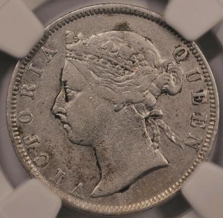 1885 China Hong Kong 20 Cent Silver Rare Ngc Vf 少见1885年香港贰毫银币