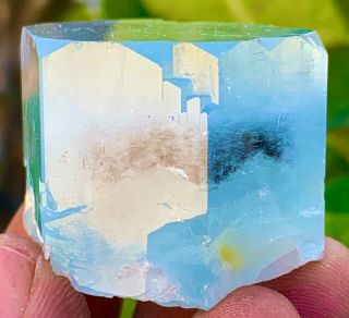 218 C.  T Natural Very Rare Black Sign Inclusion In Blue Gemmy Aquamarine Crystal
