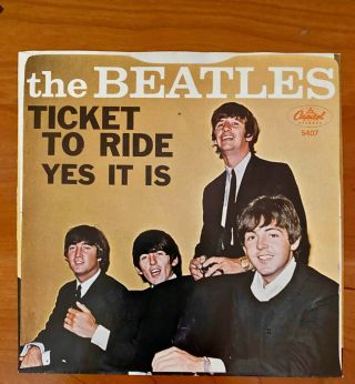 Rare Usa 1965 The Beatles Ticket To Ride Picture Sleeve West Coast & Single Nm -