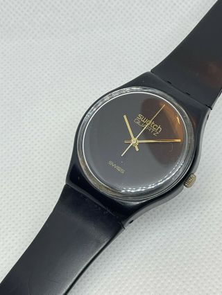Cool Rare Vintage 1984 Swatch Quartz Gent Gb101 Black Magic Watch