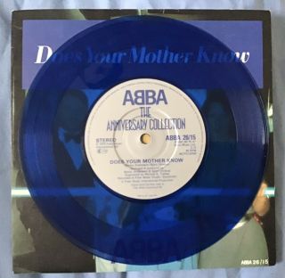 Abba Does Your Mother Know Blue Vinyl 7 Inch Single Uk Rare