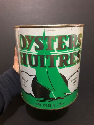 Rare Oysters Huitres Tin Can Sign Canada Advertising