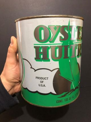RARE OYSTERS HUITRES TIN CAN SIGN CANADA ADVERTISING 2