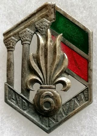 French Foreign Legion 6 Rei Badge Only Issued In 1941 Levant (rare Dp Model)