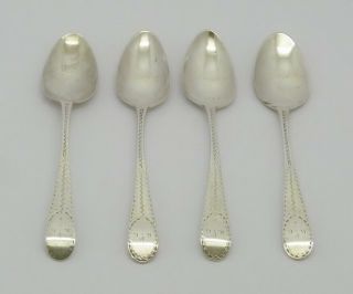 Fine Rare Set Of 4 18th Century George Gray Solid Sterling Silver Spoons Hm 1791