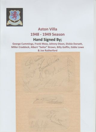 Aston Villa 1948 - 1949 Season Rare Autographed Book Page 9 X Signatures