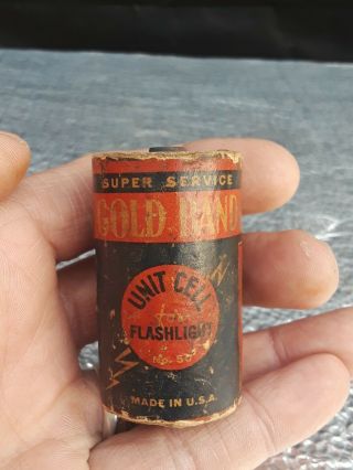 Rare Vintage Gold Band Unit Cell Battery For Flashlights Usa