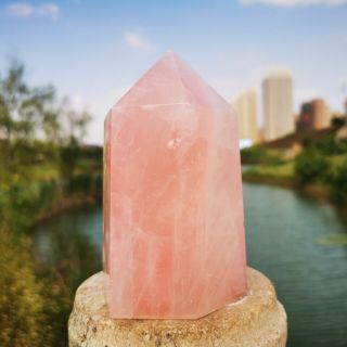 3.  11lb Rare Natural Rose Pink Quartz Obelisk Crystal Wand Point Healing 1414g