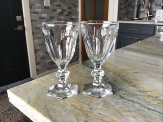 Pair Rare Baccarat Crystal Glasses Harcourt 1841 Red Wine Glass 5 1/8”