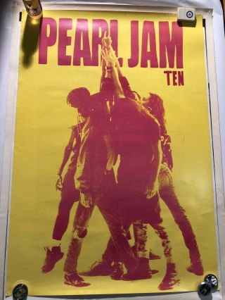 Pearl Jam Ten Yellow U.  K.  Promo Lithograph Poster Rare Vedder Limited 1991 Stone