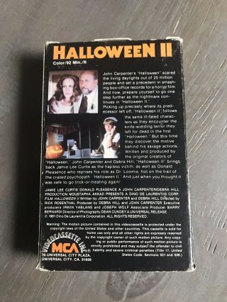 Halloween II Horror MCA John Carpenter BETA NOT VHS RARE 3