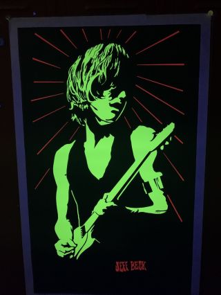 Rare 1969 Jeff Beck Houston Texas Blacklight Poster