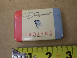 Vintage Rare Transparent Trojans Condom Tin Prophylactic Box Youngs Rubber Corp