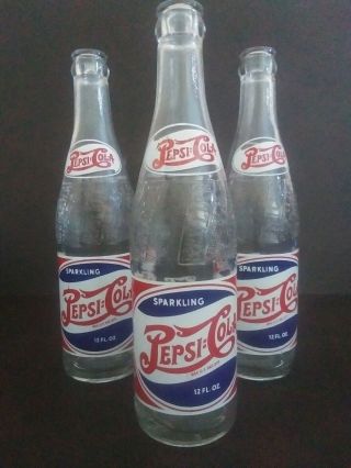 Rare Vintage Red White & Blue Double Dot Pepsi Cola Bottle (3 Bottles)