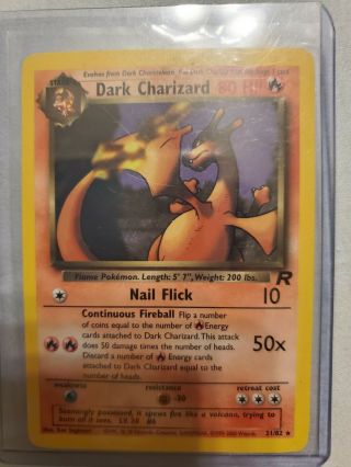 Pokemon Card Dark Charizard 21/82 Non Holo Rare Team Rocket Lp Psa 9 Or Psa 8???