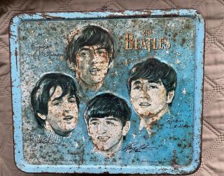 Vintage 1965 The Beatles Metal Lunch Box No Thermos Rough But Rare Ht