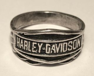 Rare Vintage 1970s Harley Davidson Motorcycle 925 Sterling Silver Men 