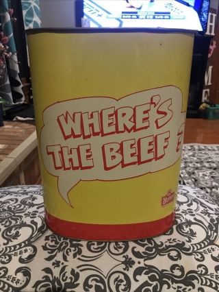 Where’s The Beef Metal/tin Trash Can.  1984.  Wendy’s.  Rare.  Great Shape
