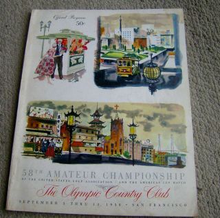 Rare Vintage 1958 Golf Program 58th Amateur Championship Olympic Country Club Ca