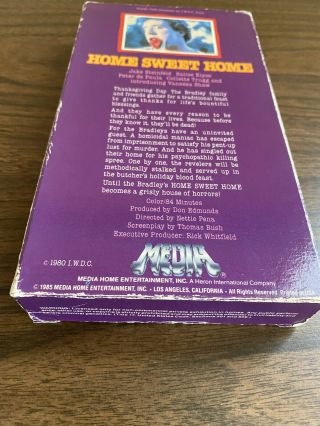 HOME SWEET HOME (1980) MEDIA VHS 1985 Horror Slasher Gore VIDEO RARE 80 ' s NASTY 3