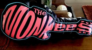 The Monkees Guitar Shaped Satin Pillow 1998 Spencer Gifts Vintage 24 Inches Rare