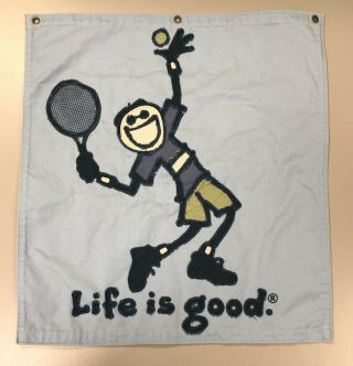 Rare Life Is Good 2 - Sided Embroidered Banner Flag Tennis Day & Lig Logo Xmas Usa