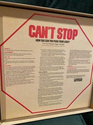 RARE Vintage 1980 Parker Brothers CAN ' T STOP Strategy Board Game COMPLETE 3